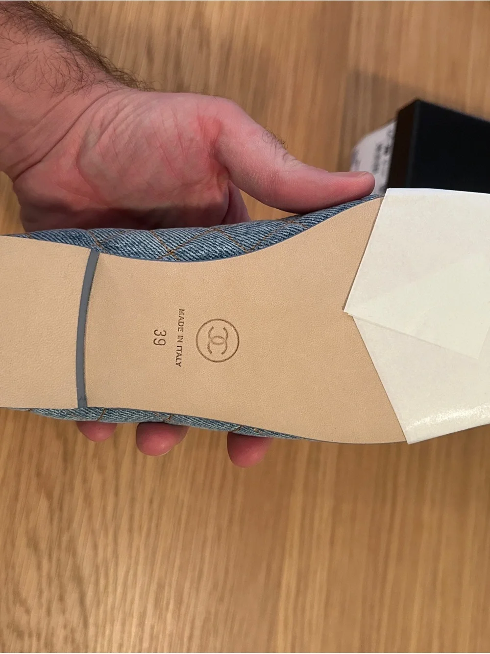 CHANEL 26B Quilted Denim Ballet Flats 39/9